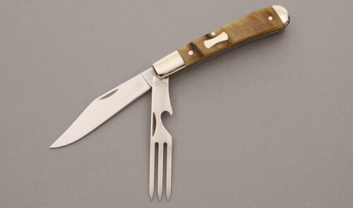 A.G. Russell American Hobo with Oiled Rams Horn Scales handle material - Obverse Side - Item #KLC09656