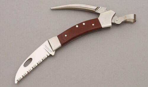A.G. Russell Sailor's Knife with Coral Rucarta Handle Scales handle material - Obverse Side - Item #KLC09658