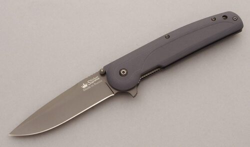 Kizlyar Supreme Knives Biker Z Linerlock with Grey G-10 Scales handle material - Obverse Side - Item #KLC09662