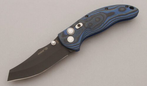 Hogue Knives Elishewitz EX04 Linerlock with Black & Blue G-10 Scales handle material - Obverse Side - Item #KLC09664