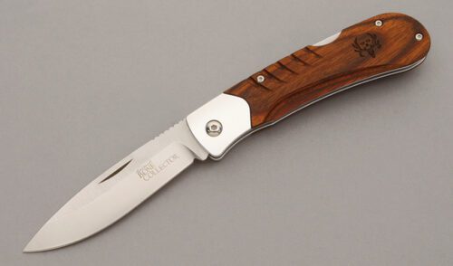 Benchmade Knives 15050 Bone Collector Lockback with Cocobolo Wood Handle Scales handle material - Obverse Side - Item #KLC09672