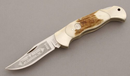 Boker Knives Model 2004 Lockback Folder with Stag Handle Scales handle material - Obverse Side - Item #KLC09675