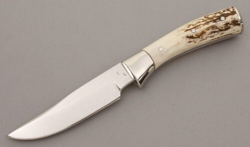 Unknown Maker Clip Point Hunter with Stag Handle Scales handle material - Obverse Side - Item #KLC09682