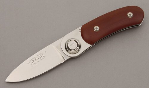 Gerber Knives Paul Series II Model 2 with Coral Micarta Scales handle material - Obverse Side - Item #KLC09686