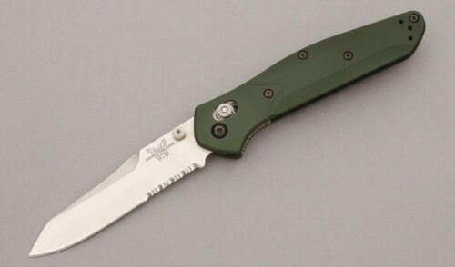 Benchmade Knives 940 Osborne Axis Lock with Green Anodized Aluminum Handle handle material - Obverse Side - Item #KLC09690
