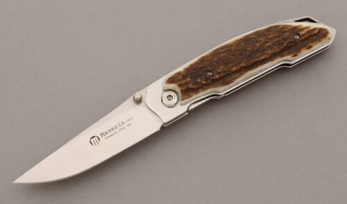 Maserin Arnaud Design Lockback with Stag Handle Scales handle material - Obverse Side - Item #KLC09697