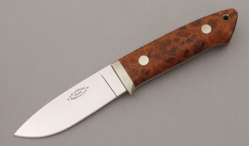 Beretta Knives Loveless Drop Point Hunter with Chinese Quince Burl Wood handle material - Obverse Side - Item #KLC09703