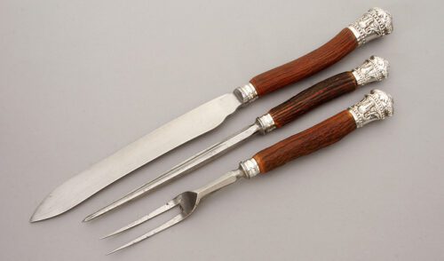Harrison Bros & Howson Carving Set with Stag Handles handle material - Obverse Side - Item #KLC09706