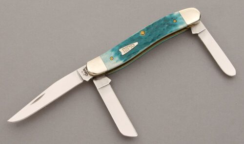 Case Cutlery 6318 Stockman with Green Jigged Bone Scales handle material - Obverse Side - Item #KLC09710