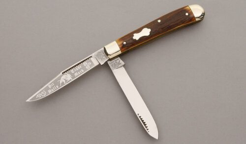 Bulldog Knives Trapper with Stag Handle Scales handle material - Obverse Side - Item #KLC09724