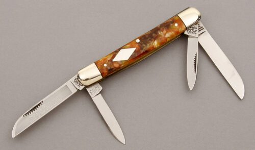 Bulldog Knives Congress with Multi-colored Celluloid handle material - Obverse Side - Item #KLC09725