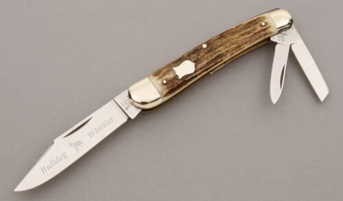 Bulldog Knives Whittler with Stag Handle Scales handle material - Obverse Side - Item #KLC09726