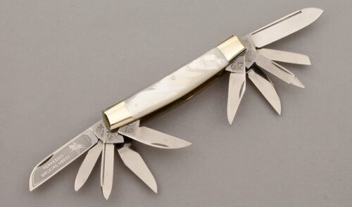 Bulldog Knives Ten Blade Congress with Mother of Pearl Scales handle material - Obverse Side - Item #KLC09727