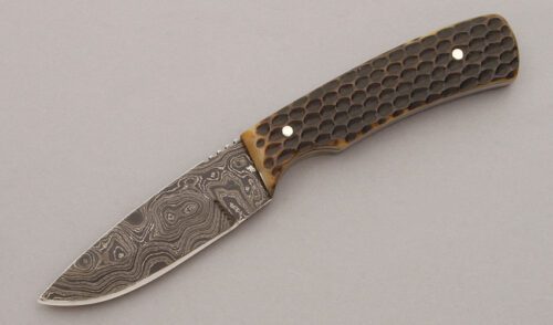 Jim Thompson Bird Knife with Corn Cob Jigged Bone Handles handle material - Obverse Side - Item #KLC09733