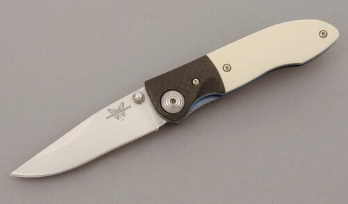 Benchmade Knives 690 Elishewitz Linerlock with Ivory Micarta Scales handle material - Obverse Side - Item #KLC09736