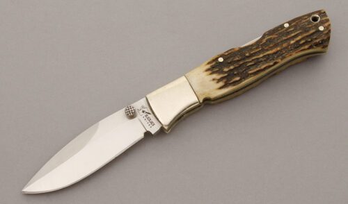 BlackJack Knives Yukon Midlock Folder with Stag Handle Scales handle material - Obverse Side - Item #KLC09737