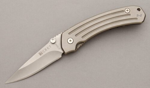 CRKT Knives S2 Framelock Folder with Titanium Frame handle material - Obverse Side - Item #KLC09739