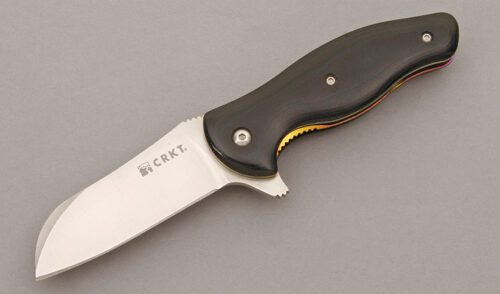 CRKT Knives 1160 McGinnis Tuition Linerloc with Black Micarta Handle Scales handle material - Obverse Side - Item #KLC09742