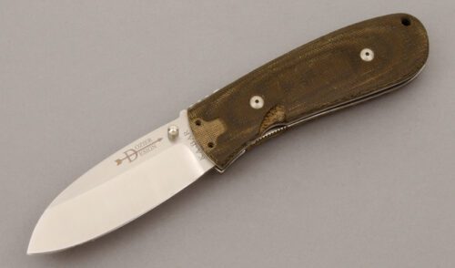 Ka-Bar Knives Dozier Phat Bob Linerlock with Green Canvas Micarta Scales handle material - Obverse Side - Item #KLC09745