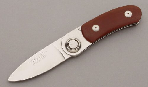 Gerber Knives Paul Series II Model 2 with Burgandy Micarta Handle Scales handle material - Obverse Side - Item #KLC09746