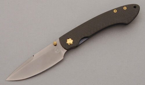 William Henry Knives T12 CF Linerlock with Carbon Fiber Handle Scales handle material - Obverse Side - Item #KLC09758