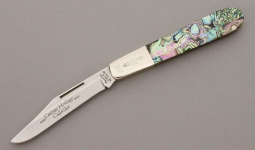 Bear & Son Cutlery Heritage Slip Joint Barlow with Abalone Shell Handle Scales handle material - Obverse Side - Item #KLC09760