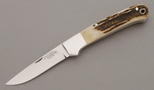 W.C. " Bill" Davis Lockback with Stag Handle Scales handle material - Obverse Side - Item #KLC09763