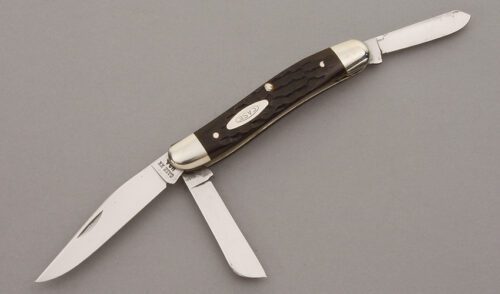 Case Cutlery 6318 HP Stockman with Brown Jigged Bone Scales handle material - Obverse Side - Item #KLC09769