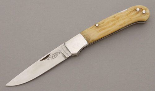 W.C. "Bill" Davis Custom Lockback with Stag Bone Handle Scales handle material - Obverse Side - Item #KLC09770