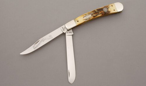 Case Cutlery 1995 NKCA Large Trapper with Stag Handle Scales handle material - Obverse Side - Item #KLC09789