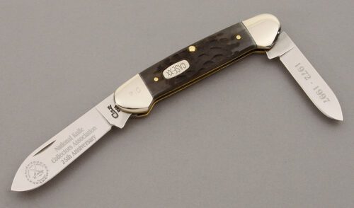 Case Cutlery NKCA 25th Anniversary Canoe with Gray Jigged Bone Scales handle material - Obverse Side - Item #KLC09791
