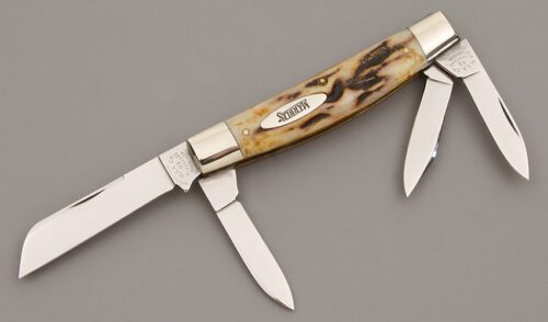 Marble's Knives Four Blade Congress with India Stag Scales handle material - Obverse Side - Item #KLC09804