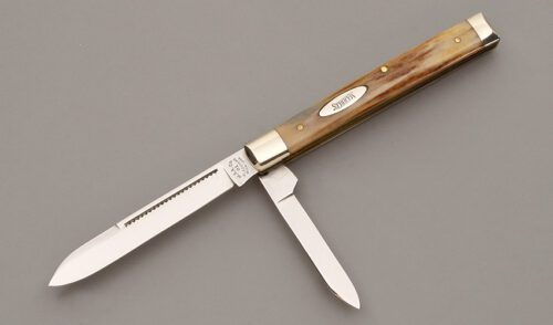 Marble's Knives Physican's Knife with India Stag Scales handle material - Obverse Side - Item #KLC09805