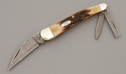Case Cutlery 5355WH DAM Seahorse Whittler with India Stag Handle Scales handle material - Obverse Side - Item #KLC09810