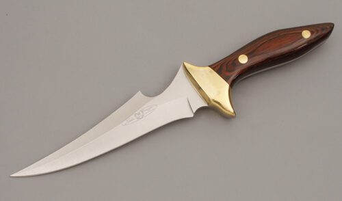 Nieto Knives Fighter with Wood Micarta Handles handle material - Obverse Side - Item #KLC09813