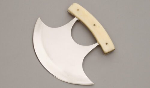 Unknown Maker Ulu with Smooth Bone Handle Scales handle material - Obverse Side - Item #KLC09815