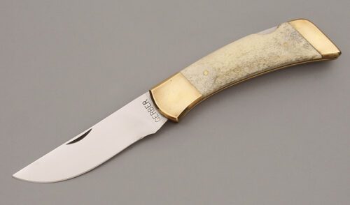 Gerber Knives Folding Sportsman III with Smooth Stag Handle Scales handle material - Obverse Side - Item #KLC09827