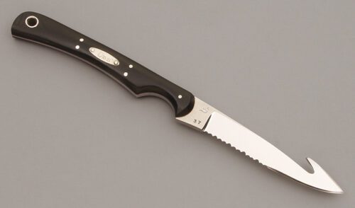 Joseph Szilaski Guthook with Black Linen Micarta Scales handle material - Obverse Side - Item #KLC09834