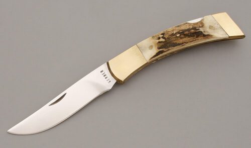 Gerber Knives Folding Sportsman II with Popcorn Stag Scales handle material - Obverse Side - Item #KLC09837