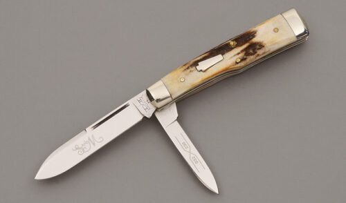 Schatt & Morgan 032236 Small Gunstock with Stag Handle Scales handle material - Obverse Side - Item #KLC09847