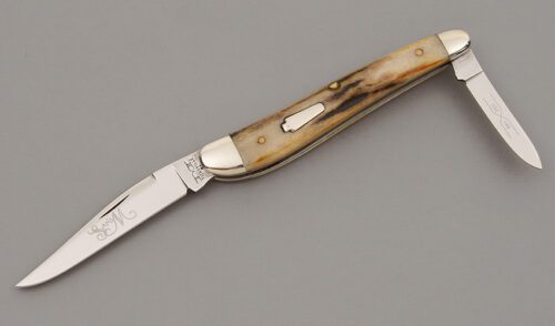 Schatt & Morgan 032146 Half Whitter with Stag Handle Scales handle material - Obverse Side - Item #KLC09848