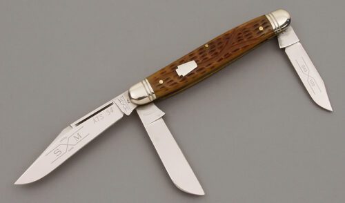 Schatt & Morgan 043109 Stockman with Worm Groove Antique Bone handle material - Obverse Side - Item #KLC09849