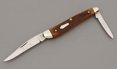 Schatt & Morgan 042146 Half Whittler with Brown Jigged Bone Scales handle material - Obverse Side - Item #KLC09854