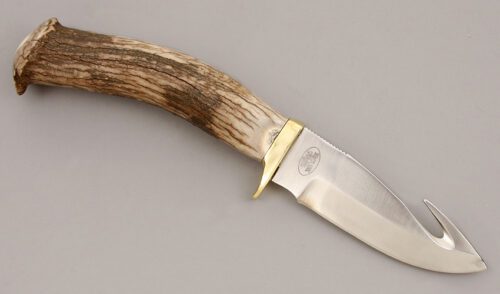 Silver Stag Knives Skinner/Guthook with Stag Crown Handle handle material - Obverse Side - Item #KLC09863