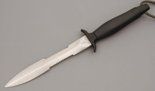 Gerber Knives Mark II with Black Armorhide Handle handle material - Obverse Side - Item #KLC09864