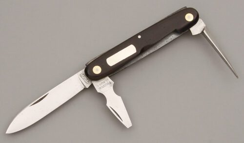 E. Bruckmann Knives Utility Knife with Ebony Wood Handles handle material - Obverse Side - Item #KLC09874