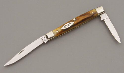 Case Cutlery 5253 Two Blade Pen with Stag Scales handle material - Obverse Side - Item #KLC09876