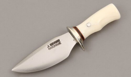 Jim Behring Miniature Bowie with Ivory Handle handle material - Obverse Side - Item #KLC09880