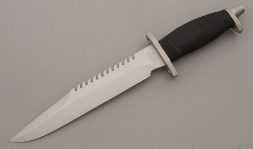 Gerber Knives BMF Suvival Knife with Rubber Handle handle material - Obverse Side - Item #KLC09882