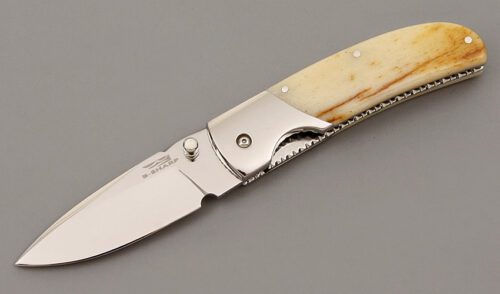 Salan Payurawongse Custom Linerlock with Smooth Bone Handle Scales handle material - Obverse Side - Item #KLC09887